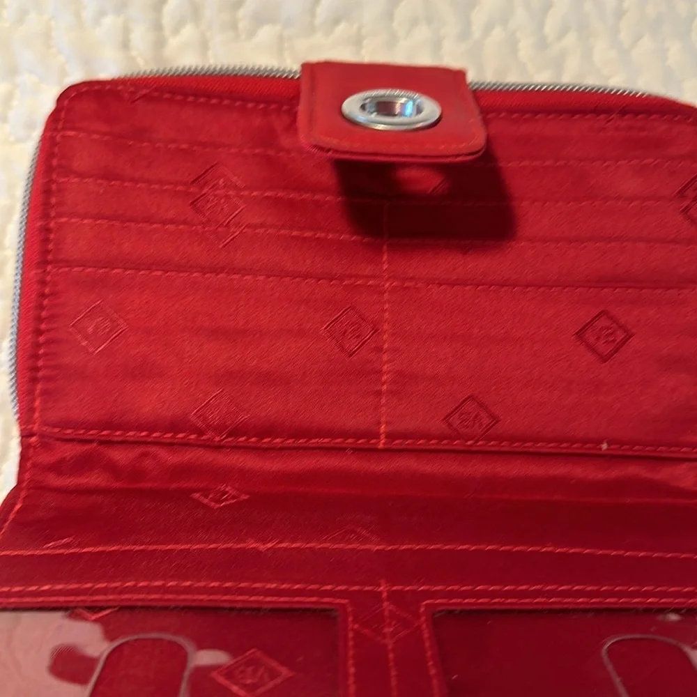 Vera Bradley Red Microfiber Turnlock Wallet - Picture 4 of 9